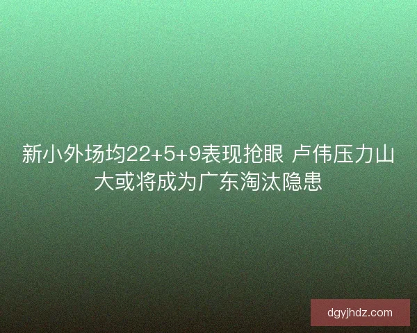 新小外场均22+5+9表现抢眼 卢伟压力山大或将成为广东淘汰隐患