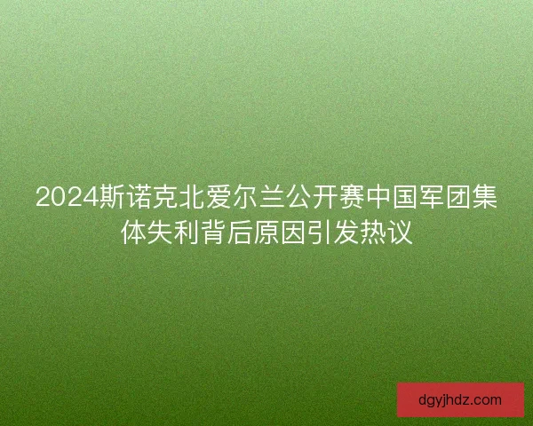2024斯诺克北爱尔兰公开赛中国军团集体失利背后原因引发热议
