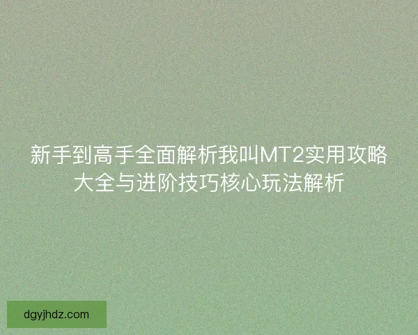 新手到高手全面解析我叫MT2实用攻略大全与进阶技巧核心玩法解析